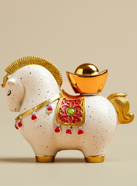 稀缺质感创意国潮马上有钱摆件家居装饰品客厅电视柜酒柜玄关乔迁