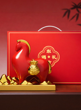 稀缺质感创意马年吉祥物轻奢高档马上有钱摆件客厅电视柜装饰新年