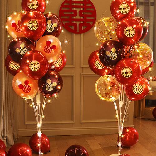 甄选ZZ8N结婚发光地飘气球支架套装浪漫婚房装饰婚礼桌飘立柱路引