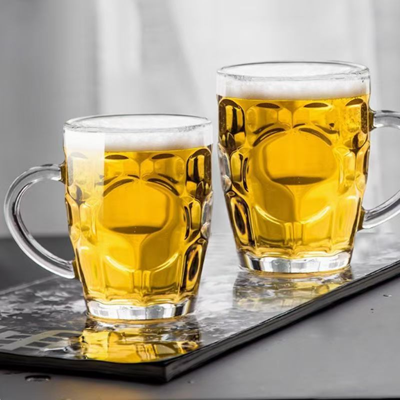 2个扎啤杯240ml玻璃菠萝杯带把啤酒杯网红家用商用创意泡茶潮流