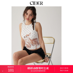 CIDER2026春季新品棉混纺小鹿印花波点短款上衣115387744