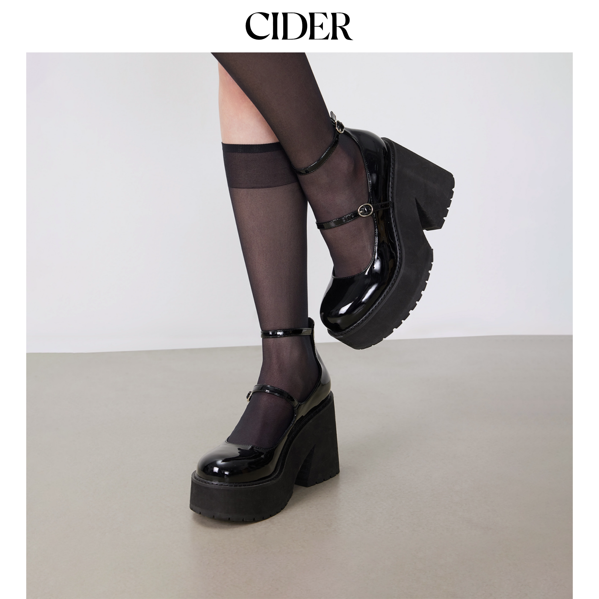 【明星同款】CIDER秋冬新品女装粗跟双带玛丽珍鞋105635572图片