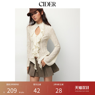 CIDER2026秋季新品蕾丝荷叶边镂空长袖上衣115585722