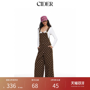CIDER2026秋季新品牛仔波点中腰金属细节阔腿背带裤115852018