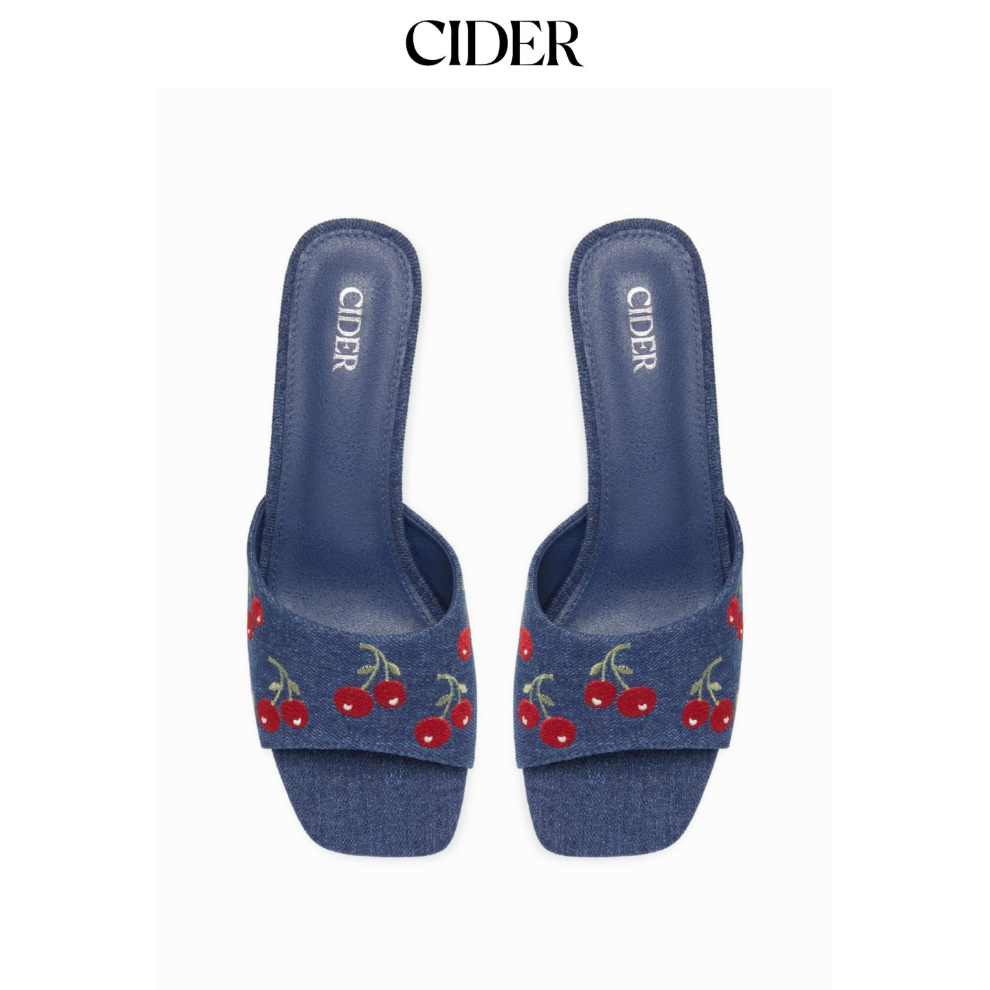 CIDER2026早秋季新品樱桃印花粗跟凉鞋115440610图片