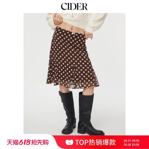 CIDER美式复古波点半身裙