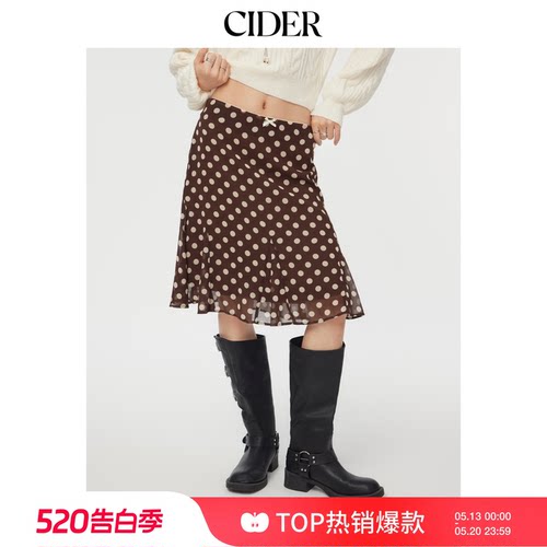 CIDER美式复古波点半身裙