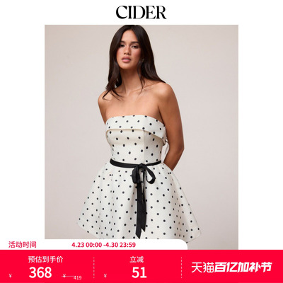 CIDER2026春季新品波点系带露肩蓬蓬迷你连衣裙115327772
