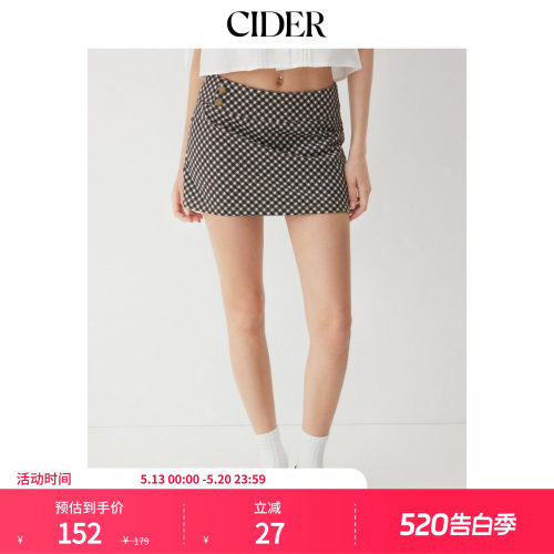 CIDER2026春季新品中腰格纹A字迷你半身裙115344852