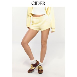CIDER2026春季新品CDR棉混纺低腰弹力腰开叉短裤114484962