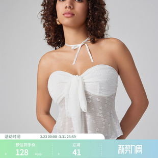 碎花系带抹胸短款 女装 上衣1041088 新品 CIDER夏季