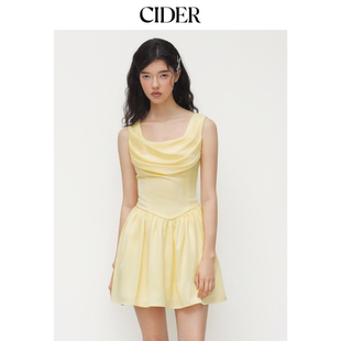 女装 荡领荷叶边系带迷你连衣裙114702088 新品 CIDER夏季
