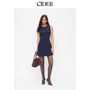 CIDER圆领条纹百褶迷你连衣裙115005468
