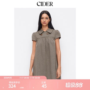 CIDER彼得潘娃娃领美式显瘦复古格子波点连衣裙114967589