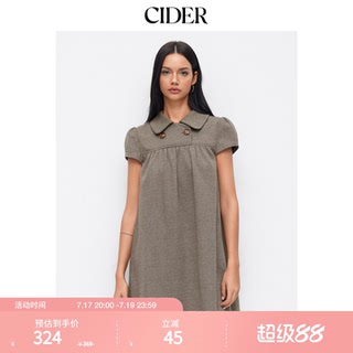 CIDER彼得潘娃娃领美式显瘦复古格子波点连衣裙114967589