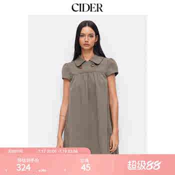 CIDER彼得潘娃娃领美式显瘦复古格子波点连衣裙114967589