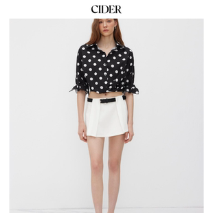 CIDER2025春秋新品 翻领波点扭结上衣114658457 女装