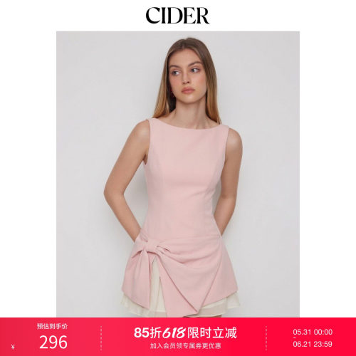 CIDER2026春季新品蝴蝶结不对称下摆无袖迷你连衣裙115329808