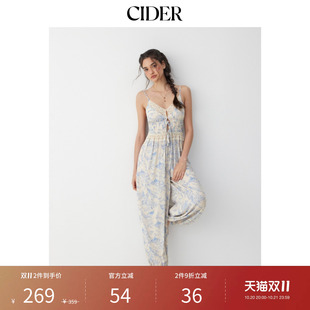 CIDER2026早秋季新品碎花甜心吊带蕾丝系带阔腿连体裤115427331