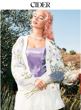 CIDER 春秋新品女装花园茶歇风碎花针织开衫 1023473