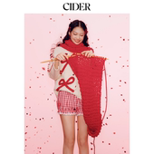 CIDER针织提花蝴蝶结长袖 红色毛衣宽松上衣女115153948