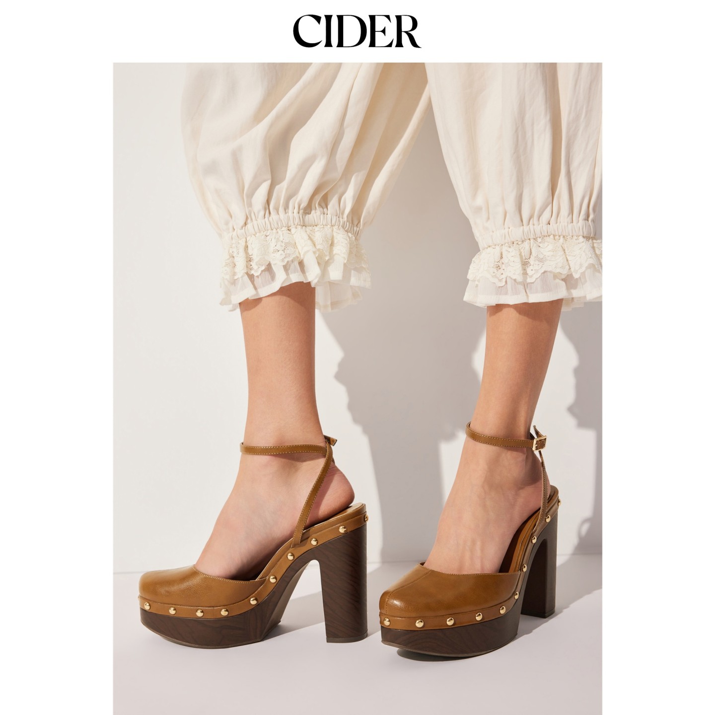 CIDER2026秋季新品铆钉厚底踝带高跟鞋115613121图片