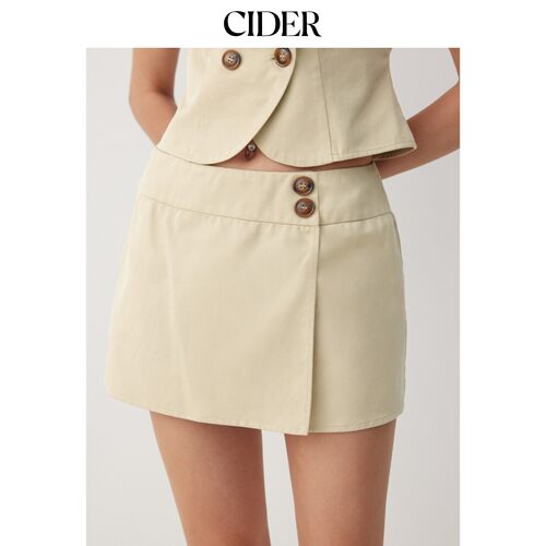 CIDER2026夏季新品棉混纺低腰裹身A字迷你裙裤115418397