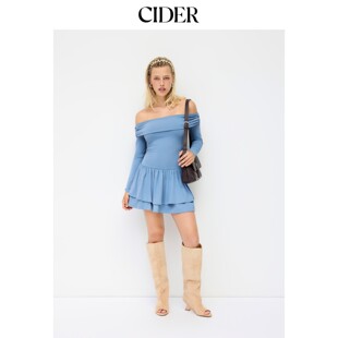 CIDER2026春季新品CDR露肩荷叶边迷你连衣裙114733089