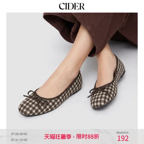 CIDER蝴蝶结格纹美式复古玛丽珍鞋115000035