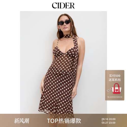 CIDER美式复古波点吊带