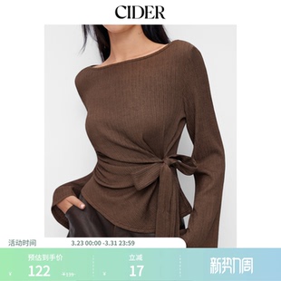 CIDER船领肌理感侧边系带长袖 上衣114994946