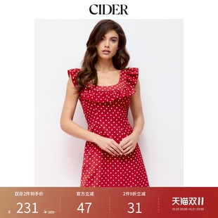 【明星同款】CIDER波点U领荷叶边A字迷你连衣裙115139583