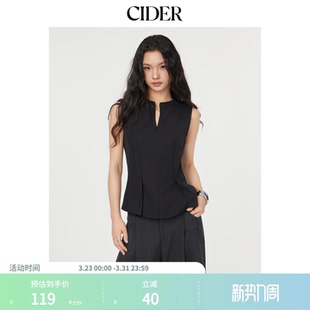 CIDERchic风半拉链百褶修身 针织背心上衣女114616603 气质无袖