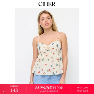 【明星同款】CIDER2026春新品水果印花心形系带短款上衣115415226