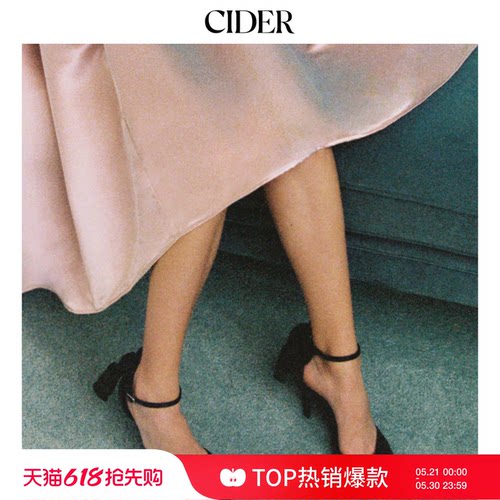 CIDER2025秋冬新品女装蝴蝶结缎面高跟鞋113800610