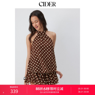 CIDER2026夏季新品雪纺波点挂脖荷叶边泡泡迷你连衣裙115465465