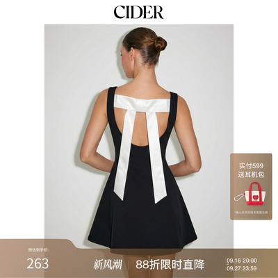 CIDER2026早秋穿搭高腰蝴蝶结露背A字迷你连衣裙115256488
