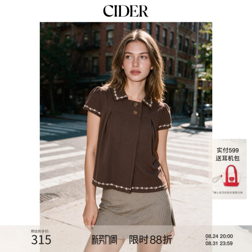 CIDER2026秋季新品碎花印花刺绣泡泡袖上衣115511822