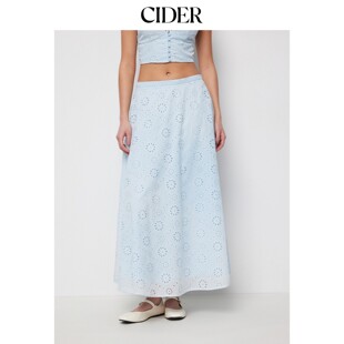 刺绣A字高腰长半身裙115351569 提花碎花英式 CIDER2026春季 新品