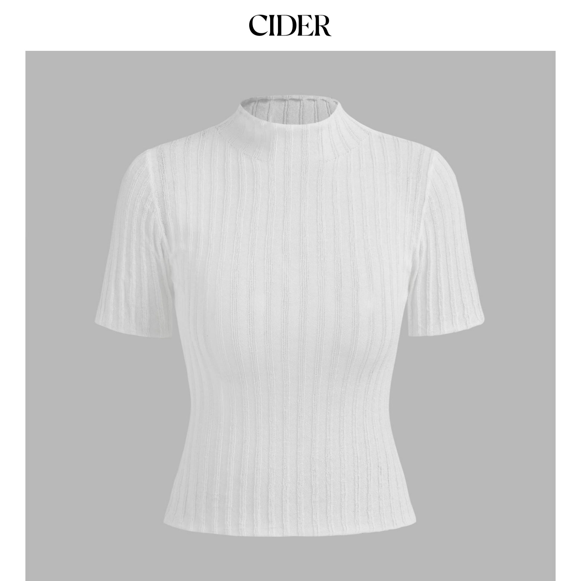 CIDER春秋女装针织色高领透视短袖短款上衣105908491