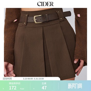 102379344 复古风带腰带a字短裙裤 CIDER春秋女装 色美式