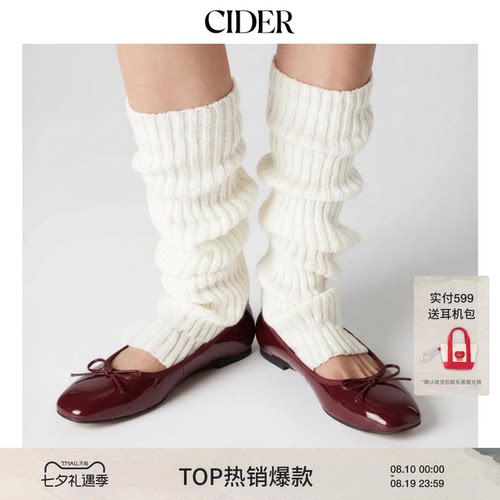 蝴蝶结装饰芭蕾平底酒红色方头