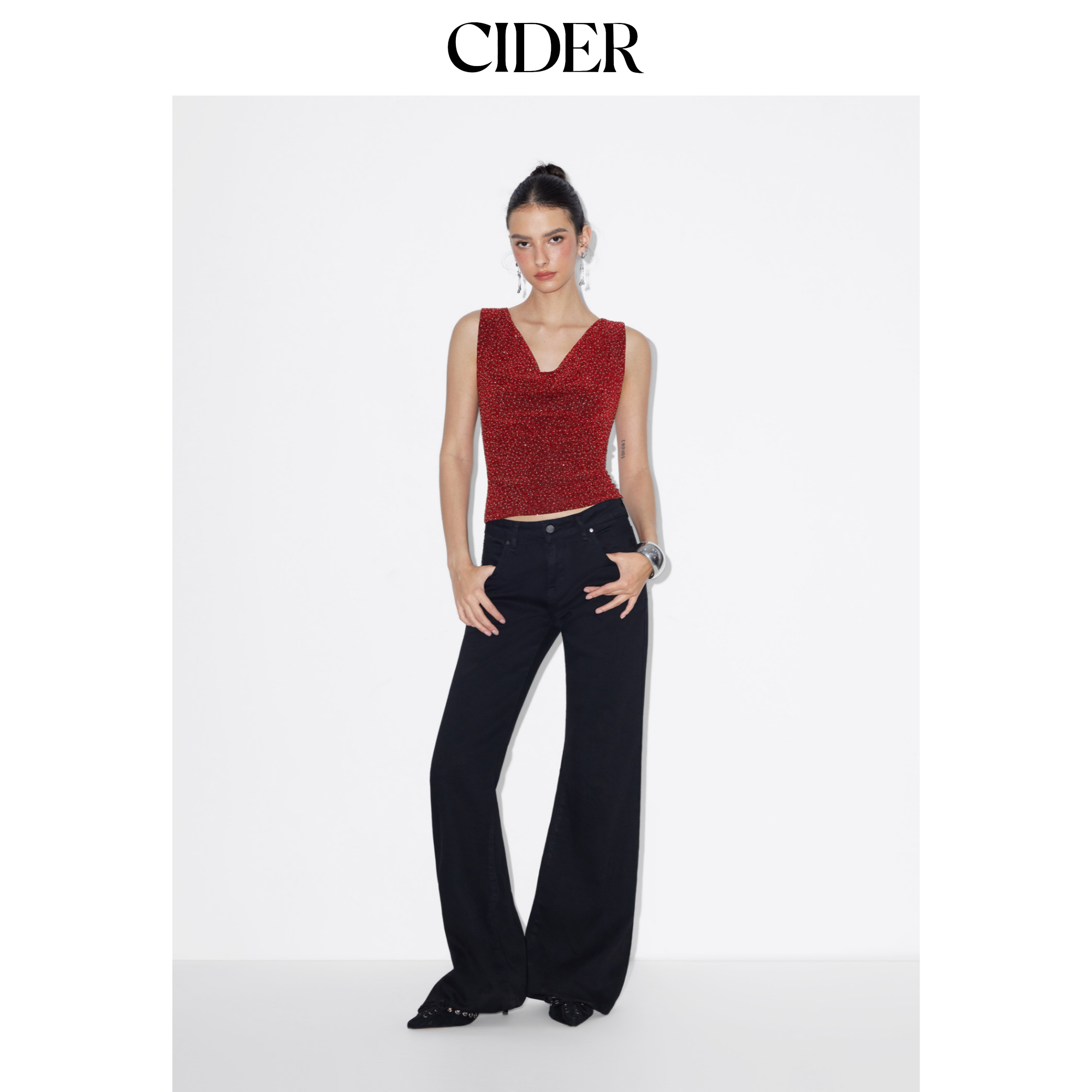 CIDER荡领水钻褶皱短款抹胸上衣115058867,女装/女士精品,背心吊带,淘宝优惠券,粉丝福利购,淘宝优惠卷