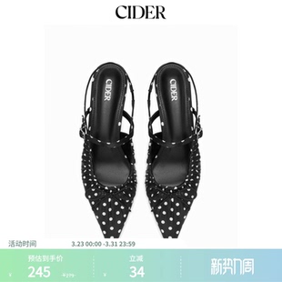 CIDER蝴蝶结装 115016889 饰波点小猫头尖跟鞋