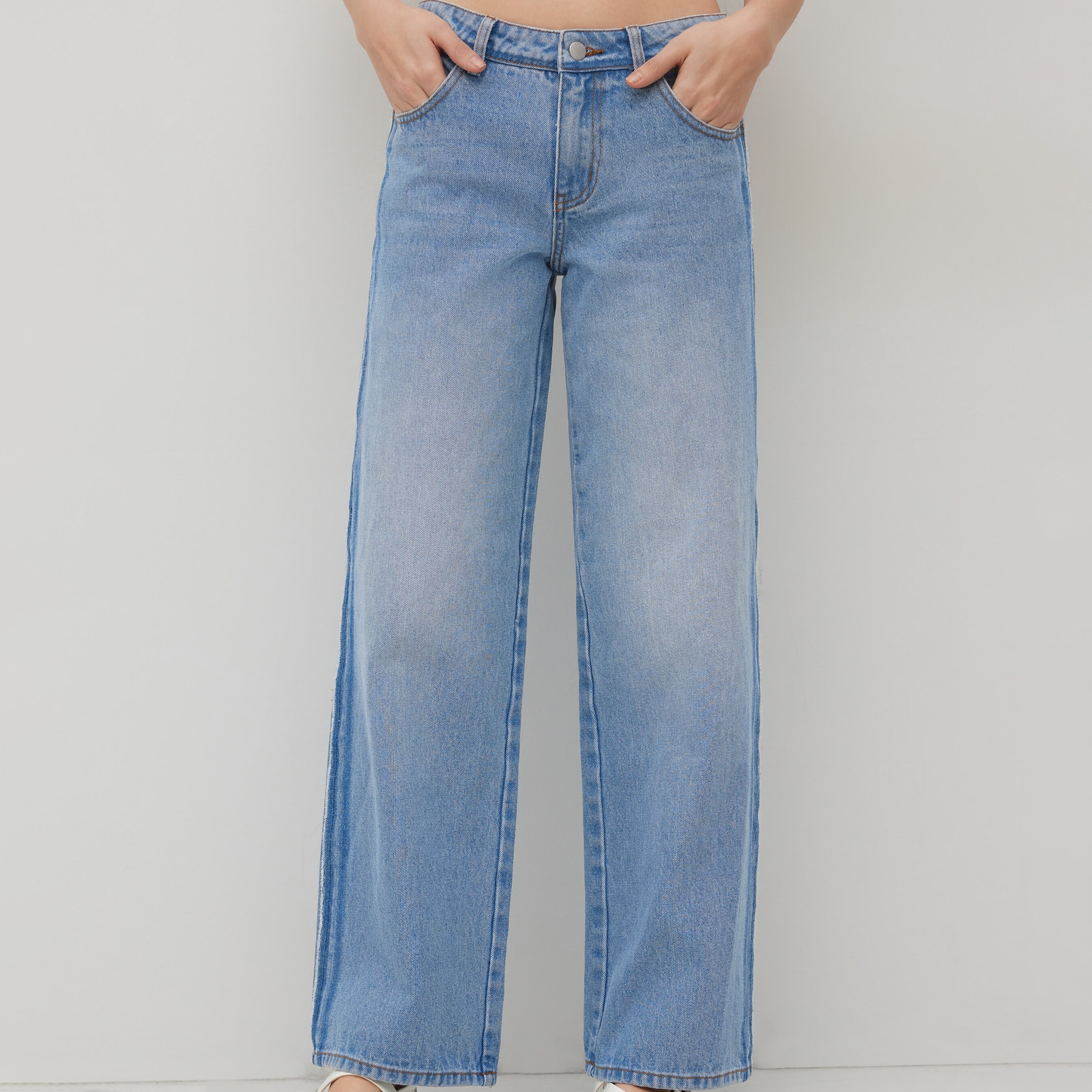 CIDER 春秋新品女装低腰毛边直筒牛仔裤114333237