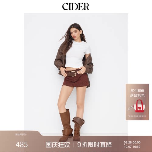 【明星同款】CIDER 2025秋冬新品女装多扣粗跟短靴114938729
