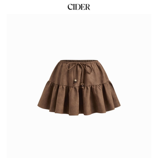 麂皮低腰系带串珠迷你半身裙114746240 CIDER春秋女装