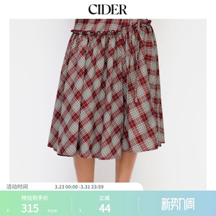 复古半身裙114790569 CIDER中腰格子荷叶边半裙美式 明星同款