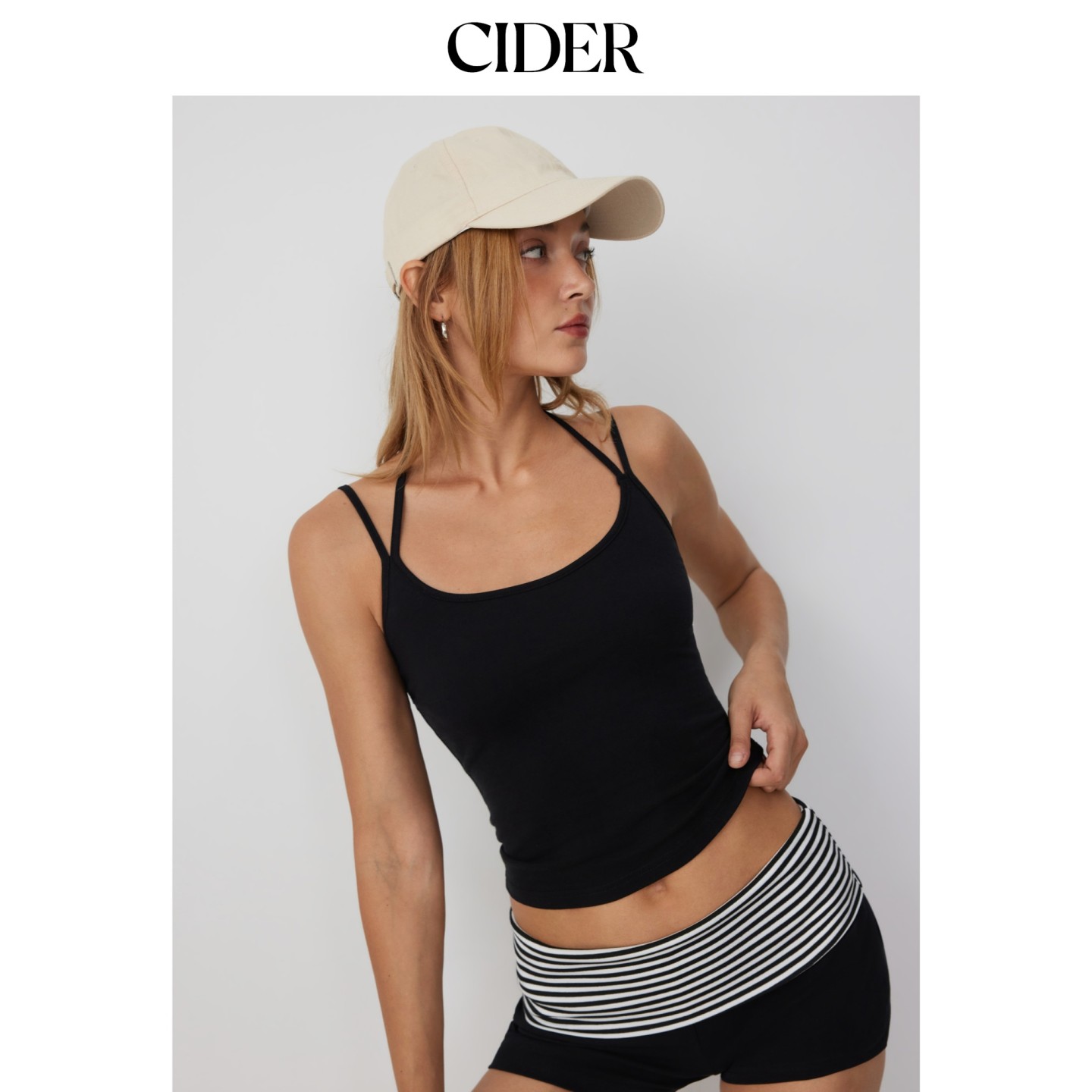 CIDER2026早秋季新品棉混纺挂脖双带吊带上衣115425964图片