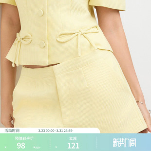 CIDER小个子巨好看裤 114346244 子提花直筒宽松口袋短裤